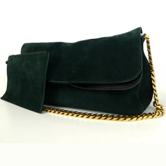 AUTHENTIC CELINE  GOURMET CHAIN SHOULDER BAG SUEDE - Picture 1 of 12